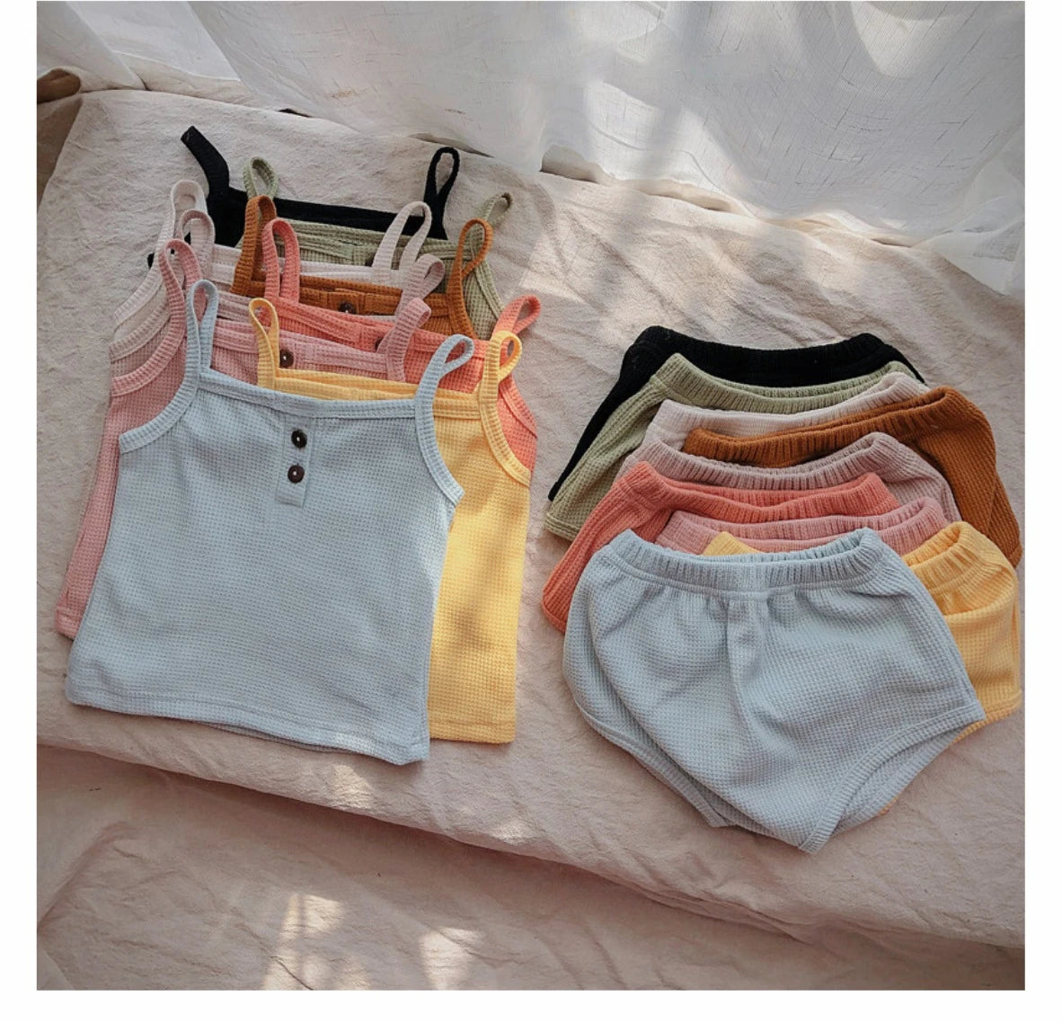 Baby Summer Clothing New Soft Homewear Newborn Baby Boys Girls Clothes Cool Camisole With Short Jumpsuit Outfits Kids Costume