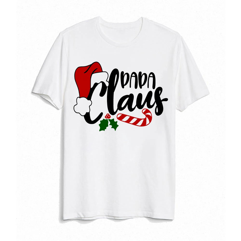 Christmas Family Matching Outfits Dad Mom Daughter Son and Baby Bodysuits Short Sleeve Tops Xmas Party Clothes Casual Family Set