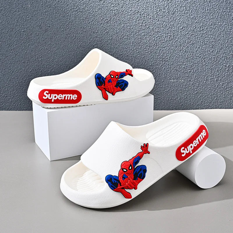 Disney Children Home Slippers Kids Cartoon Spiderman Boys Girls Soft Sole Shoes Anti-Slip Beach Slippers Size 24-45
