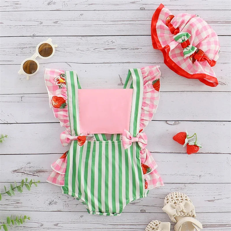 Toddler Girls Floral Print Sleeveless Rompers with Bow Headband Set Summer Jumpsuits Outfits Clothes for Baby Girls