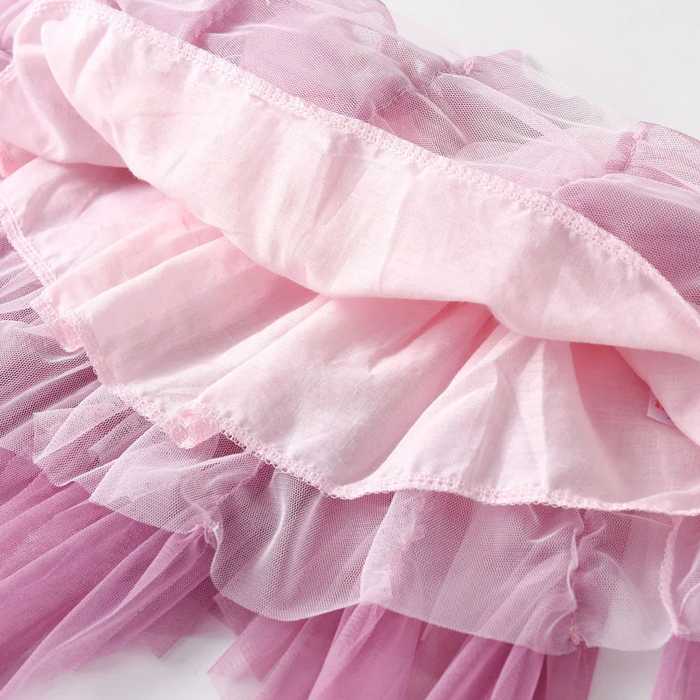 Girls Tutu Sequins Skirts Kids Clothes Bow Layered Skirts Princess Pleated Skirt Kids Mesh Skirt Girls Children Party Clothes