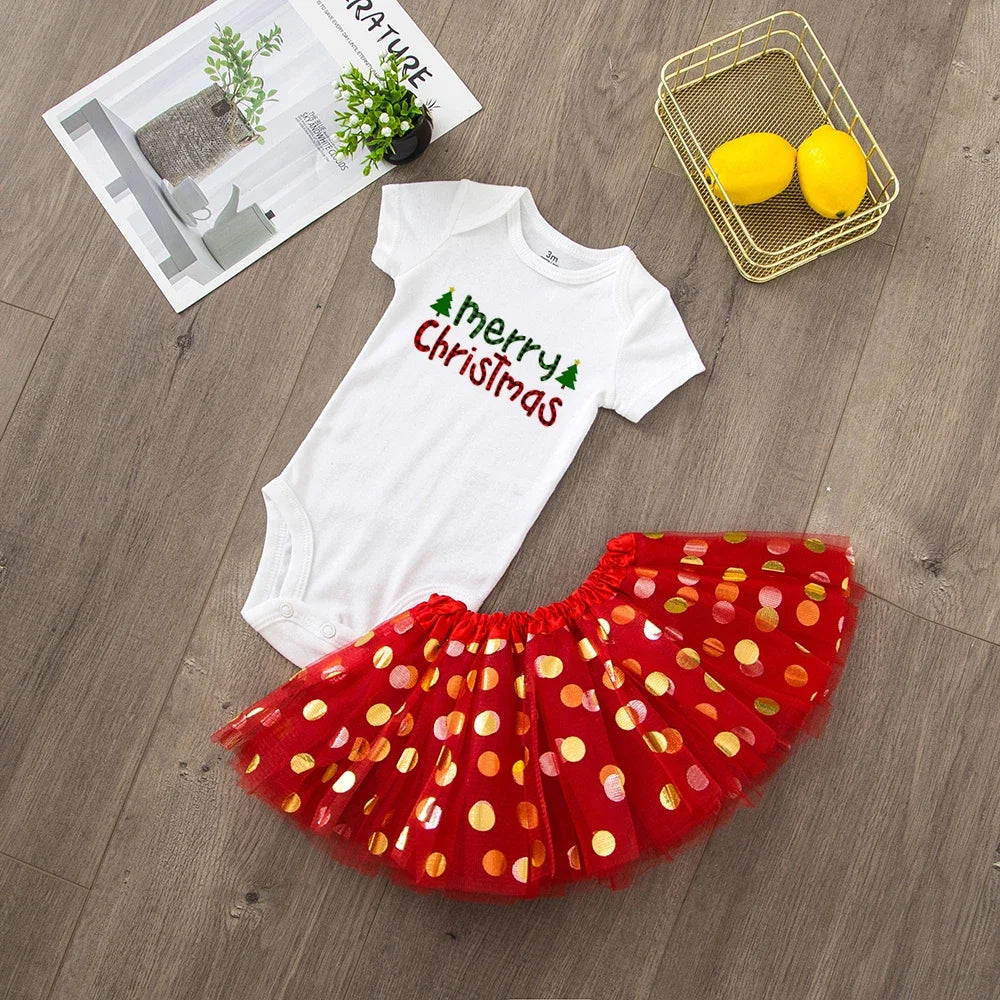 My First Christmas Merry Christmas Baby Girl Party Dress Red Tutu Cake Outfits Infant Dresses Baby Girls Holiday Clothes 0-24M