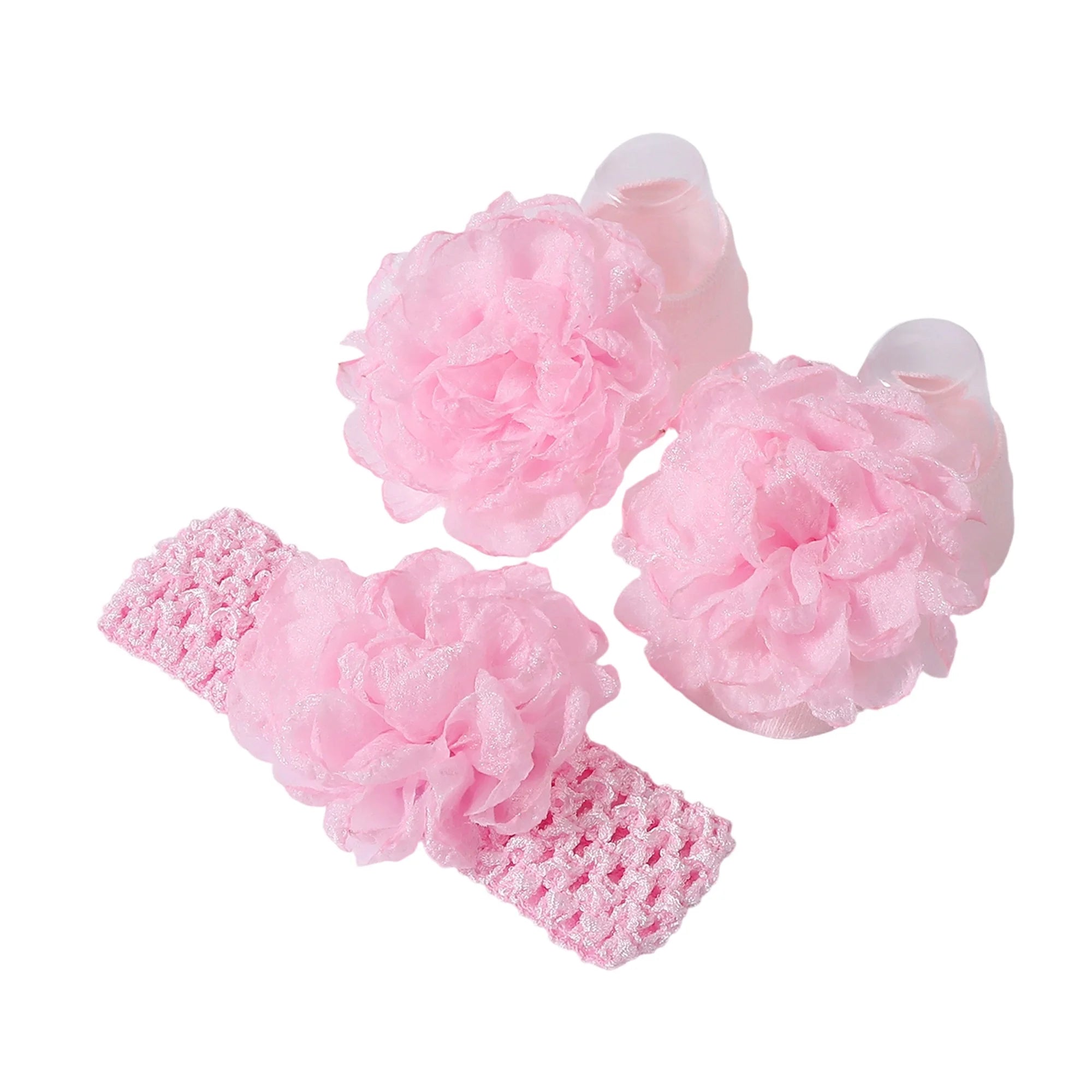 Adorable Baby Girls Hair Bow Clips and Socks Set Sweet Floral Headbands and Ankle Socks Infant Christening Outfit Accessory