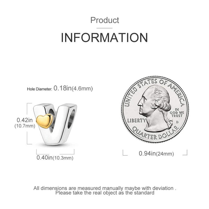 925 Sterling Silver DIY Alphabet Charms Beads LOVE Heart Letter Fit Original Bracelet Bangle Necklace Jewelry Marking Gift