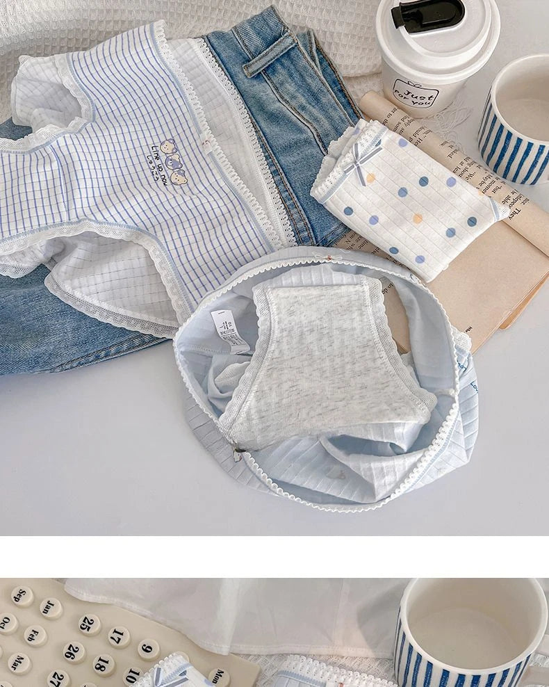 5PCS Kid Cotton Antibacterial Panties Girl Cute Cartoon Briefs 3-8Y Young Children Underwears Baby Soft Thin Breathable Knickers