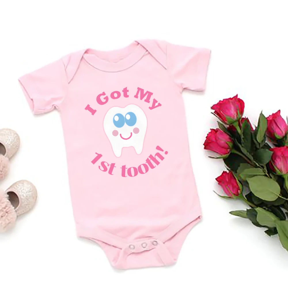 I Got My First Tooth romper baby bodysuit infant outfit baby shower gift ﻿child pregnancy gift for mom