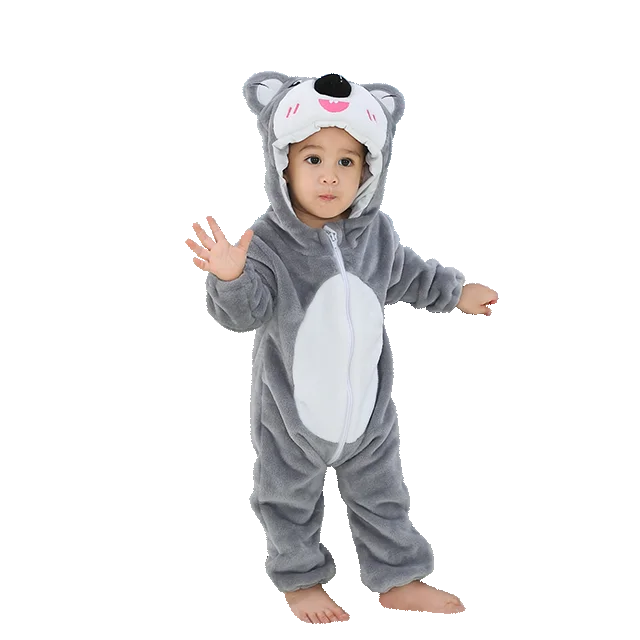 MICHLEY Halloween Costume Infant Baby Clothes Rompers Winter Flannel Hooded Bodysuits Pajamas Animals Overall Jumpsuit For Bebe