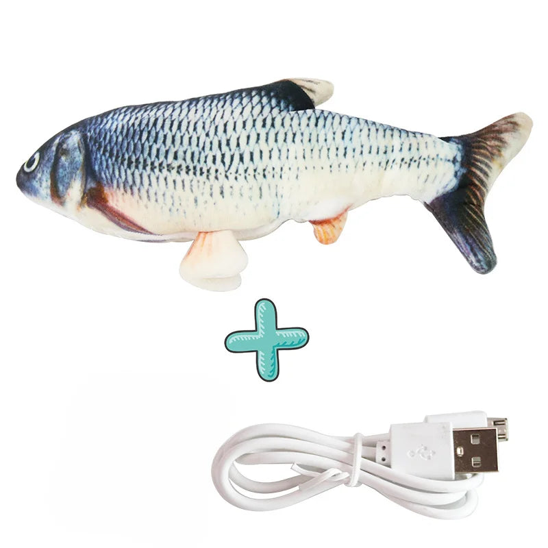Electric Stuffed Fish Toys Funny Simulation Fish Can Bite & Move Baby Coax To Sleep Cat Pet Toy USB Rechargeable Toy for Infants