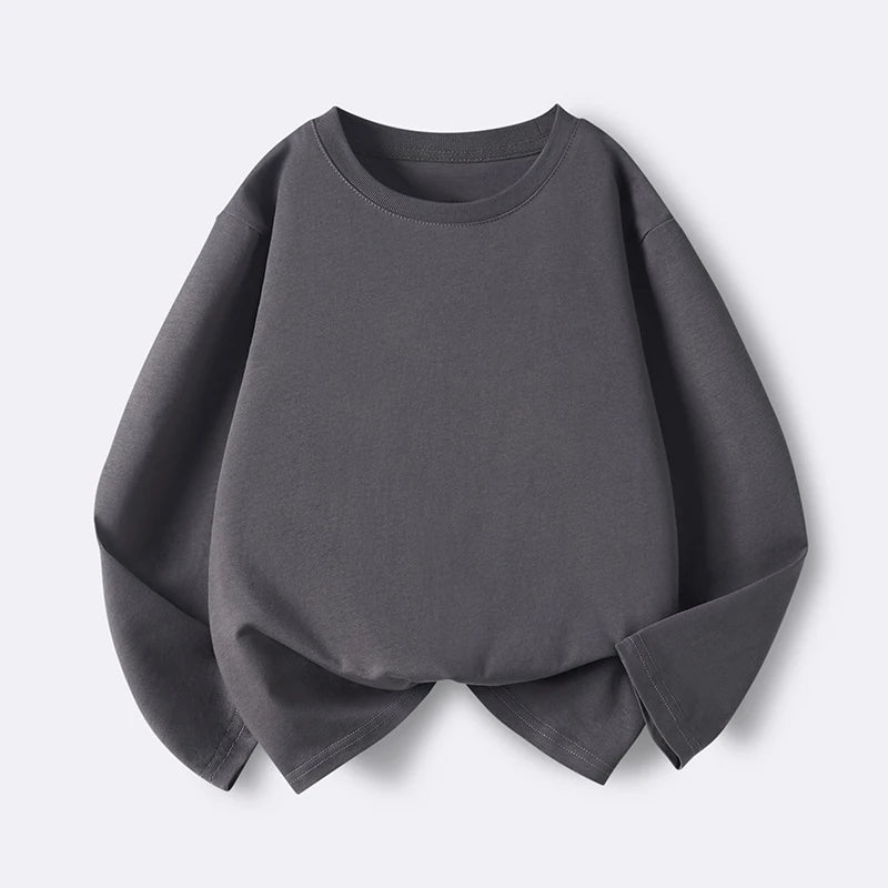 New children's long-sleeved T-shirt for boys, suitable for spring and autumn. Pure cotton upper garment for medium and large chi