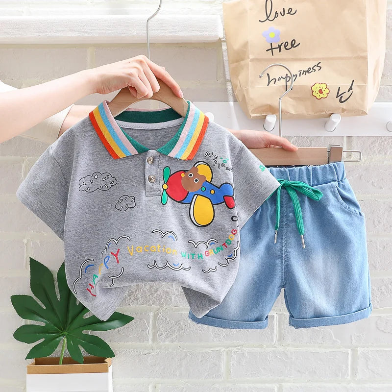 New Summer Baby Girls Clothes Suit Children Boys Fashion T-Shirt Shorts 2Pcs/Sets Toddler Casual Cotton Costume Kids Tracksuits