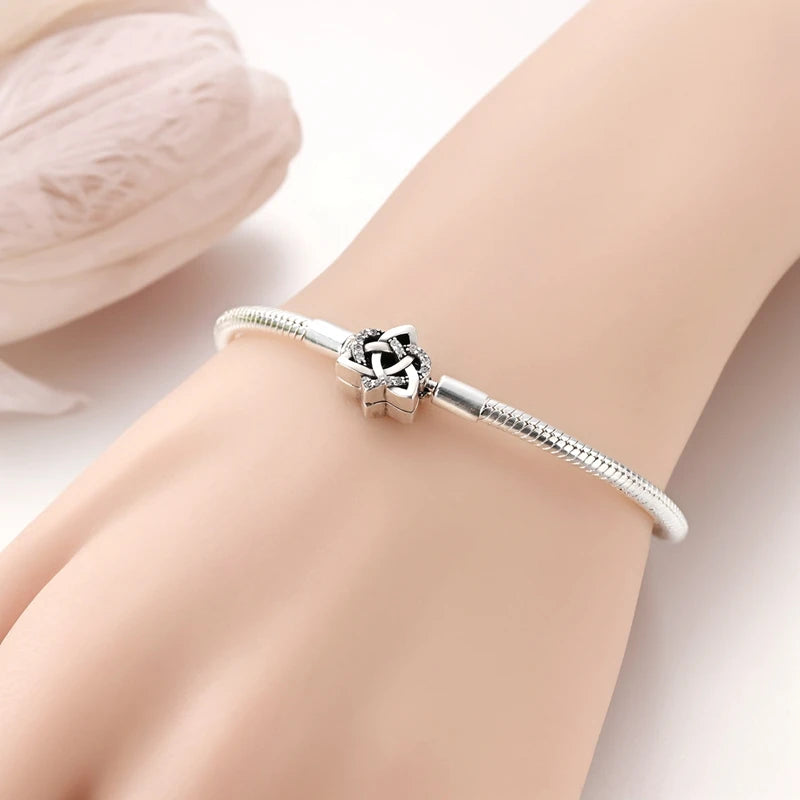 925 Sterling Silver Original Celtic Knots Charms Bead Earrings Ring Bracelet Necklace Series Jewelry Set For Women Men DIY Gift