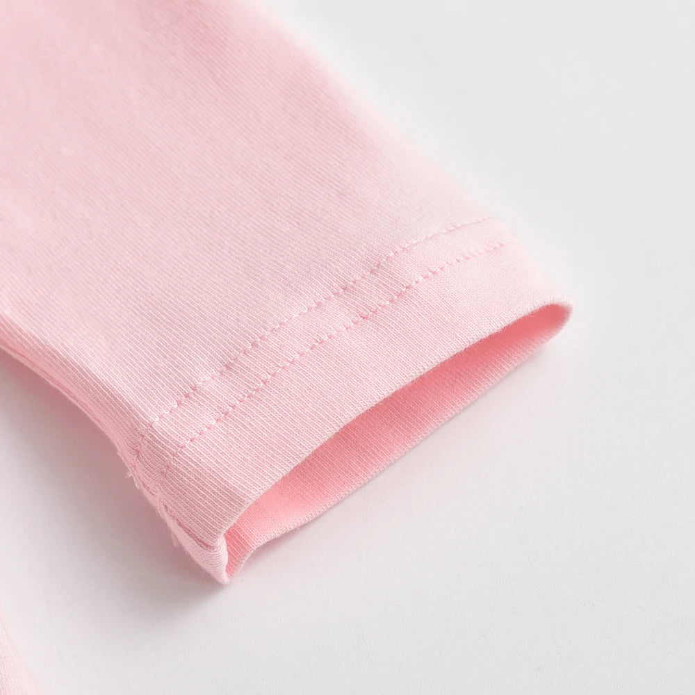 DXTON Spring Girls Long Sleeve T-shirts Children Cartoon Unicorn Girls Tops Toddlers Cotton Tees Solid Pink T shirts Outfits