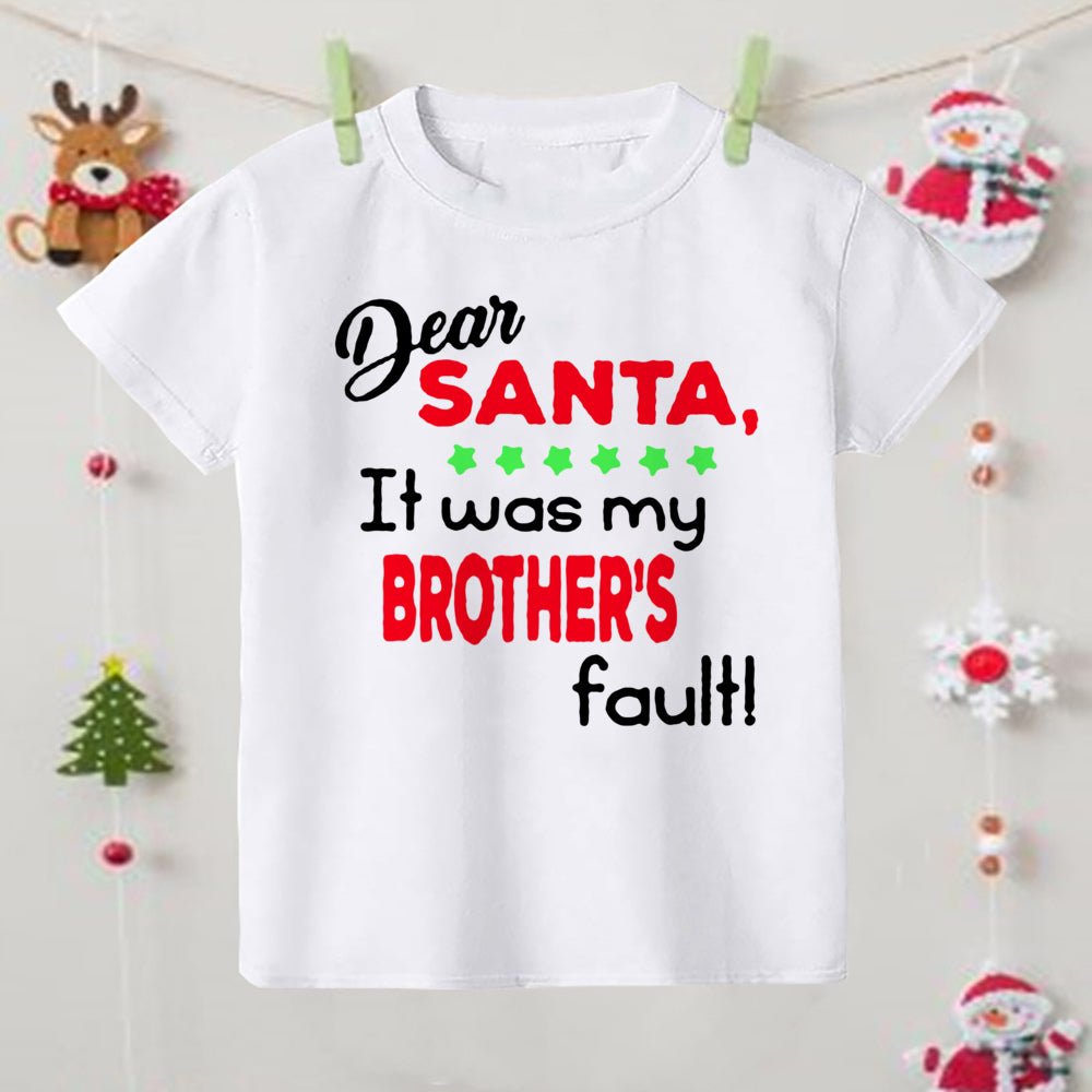 Christmas Children's T-shirt Xmas Party Gift Boys Girls Sibling T Shirt Outfits Clothes Kids T Shirts Cute Short Sleeve Tops Tee