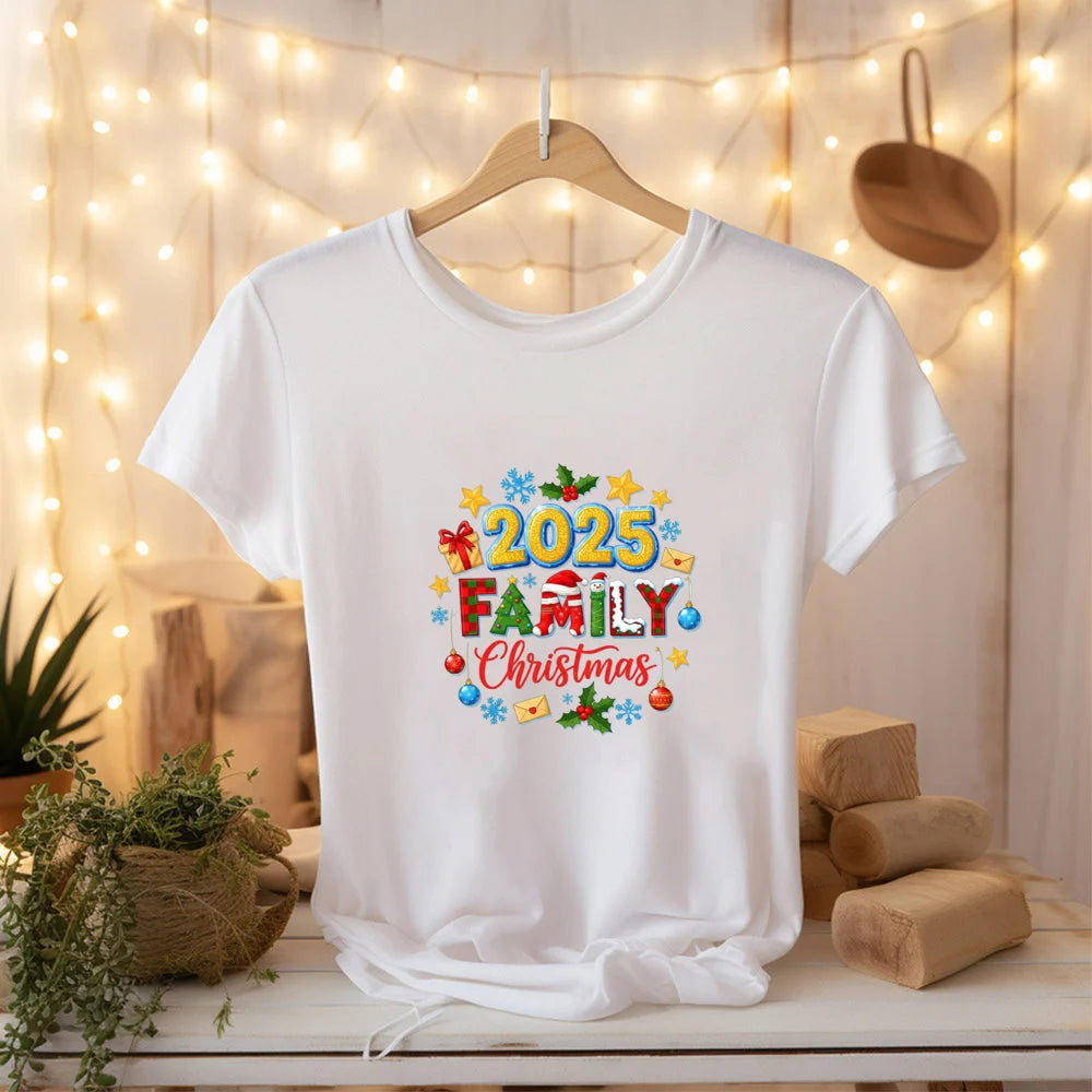 2025 Family Christmas Matching Outfits Dad Mom and Daughter Son Tshirt Baby Romper Xmas Family Look New Year's Clothes
