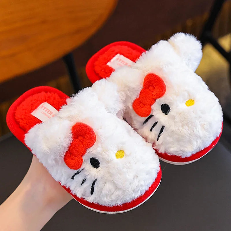 Kids'Slippers House Shoes Cotton Cartoon Kuromi Winter Shoes For Girls Warm Anti-slip Soft Bottom Purple Pink Shoes Size 24-39