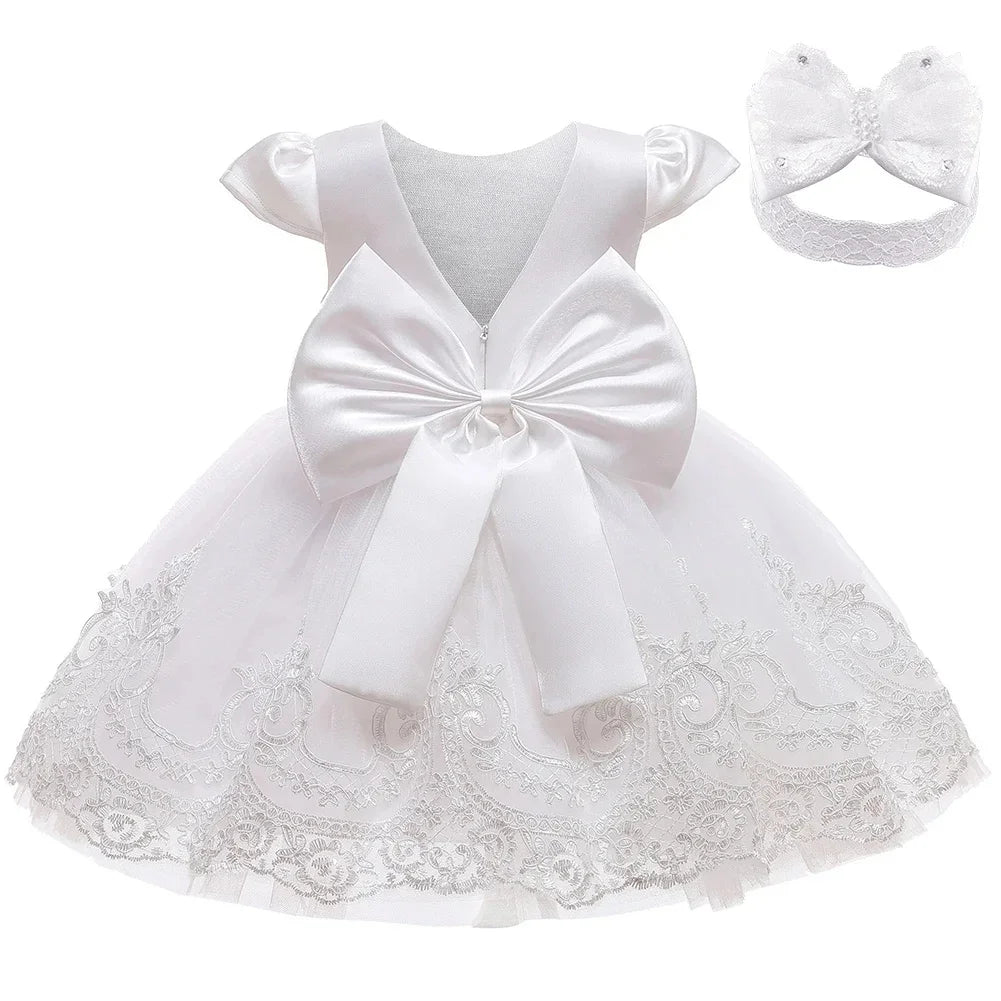 Toddler Girl Princess Dress Elegant Party Dresses For Girls Baby Lace Wedding Dress Baptismal Costume Backless Children Dresses