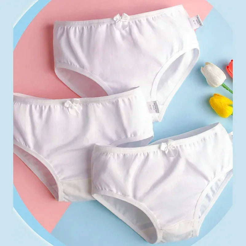 Kids Cotton Pure White Teenage Girl Panties Little Girl Dance Underwear High School Student Underpants Daily Young Girl Briefs