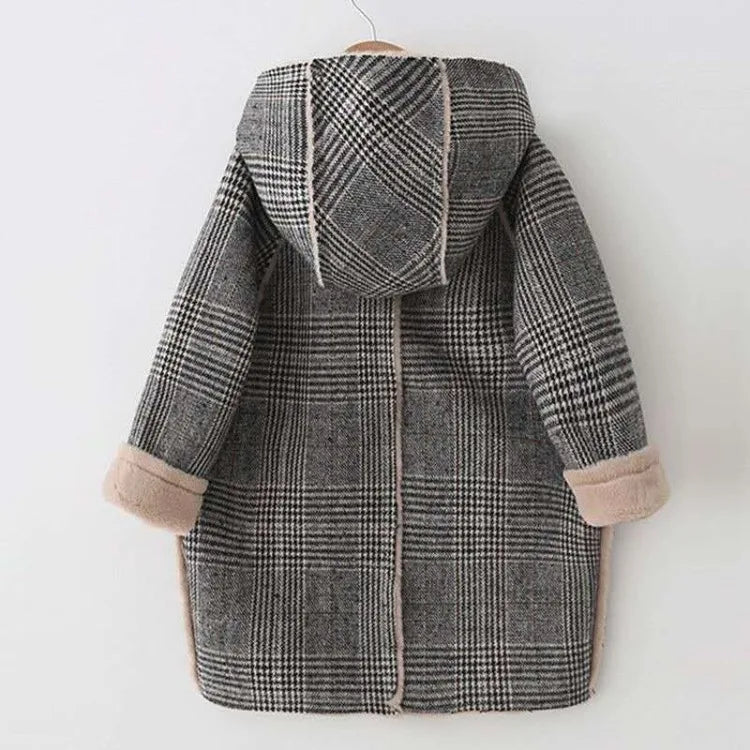 New Arrival 2025 Winter Kids Unisex Woolen Coat Faux Fur Lined Stylish Quilted Design Warmth Fashion for Children