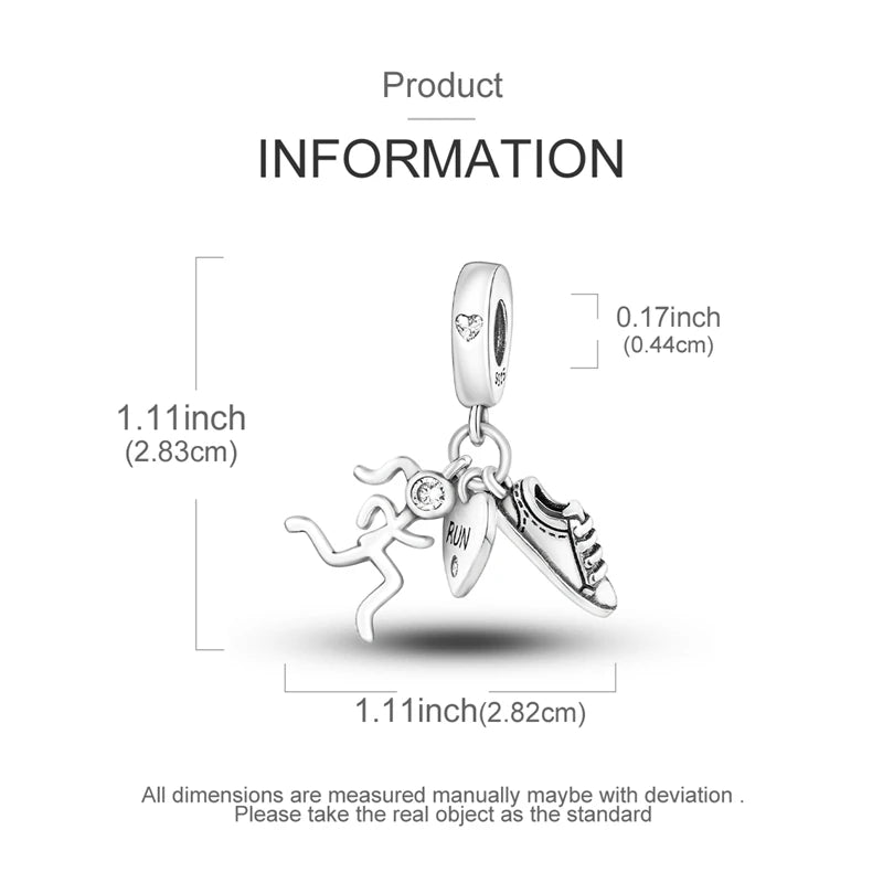 925 Sterling Silver Original Pink Ballet Shoes Charms Ballet Dancer Pendants For Women DIY Bead Fit Original Bracelet Necklace