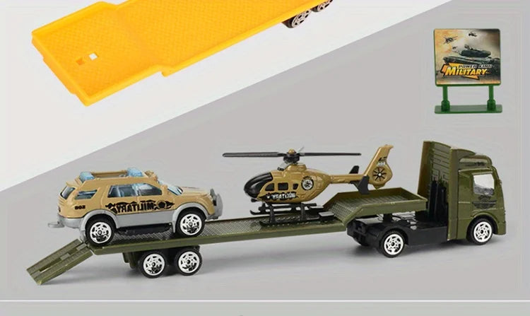 Play Vehicles Set Toy Construction Police Car Fire Engine Truck Playset Friction Powered Engineering Toy for Boys Girls Toddlers