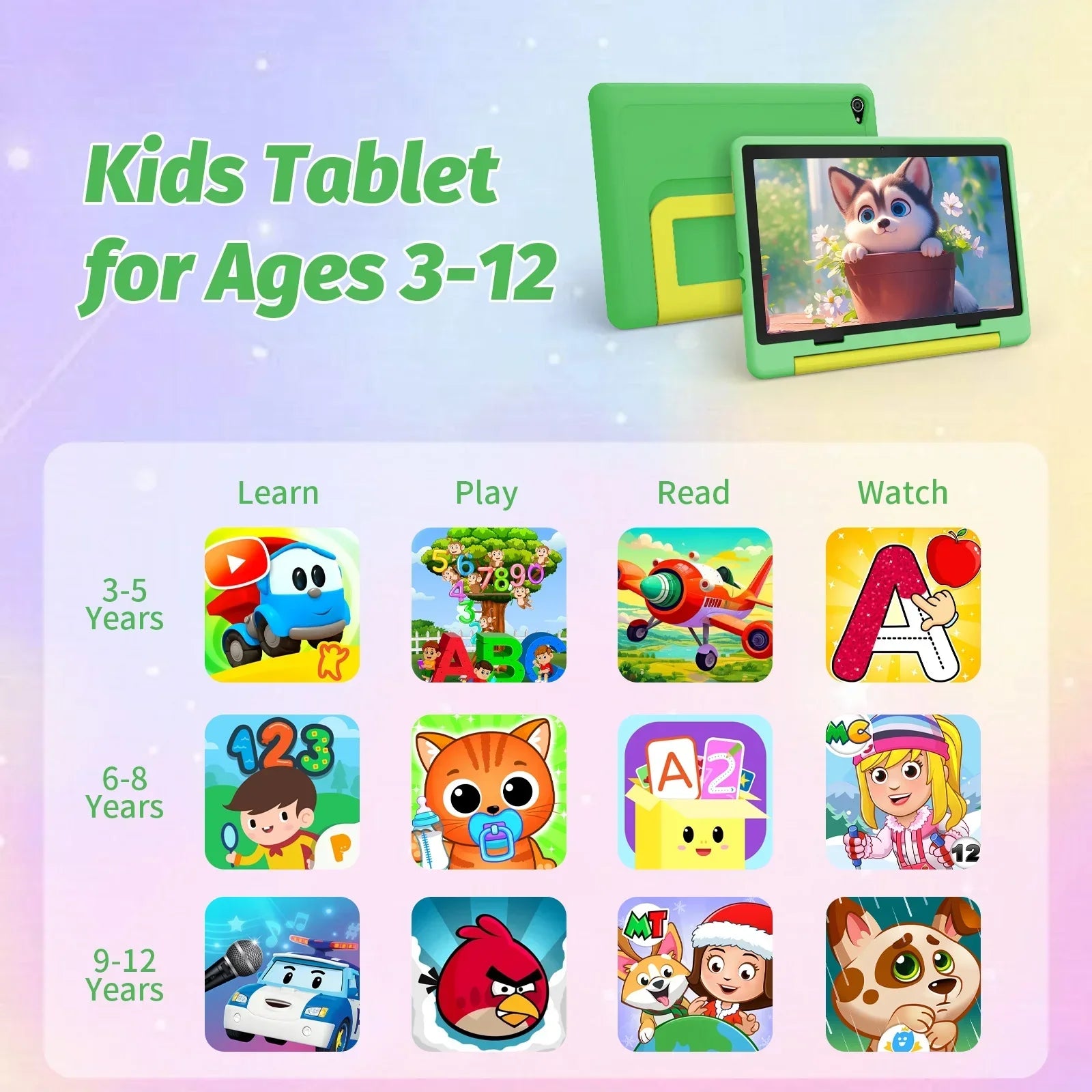 Kid Tablet 10 Inch Android 15 Octa Core 14GB RAM 64GB ROM 128GB Expandable 5000mAh WiFi Bluetooth Children's Gift Kids Software