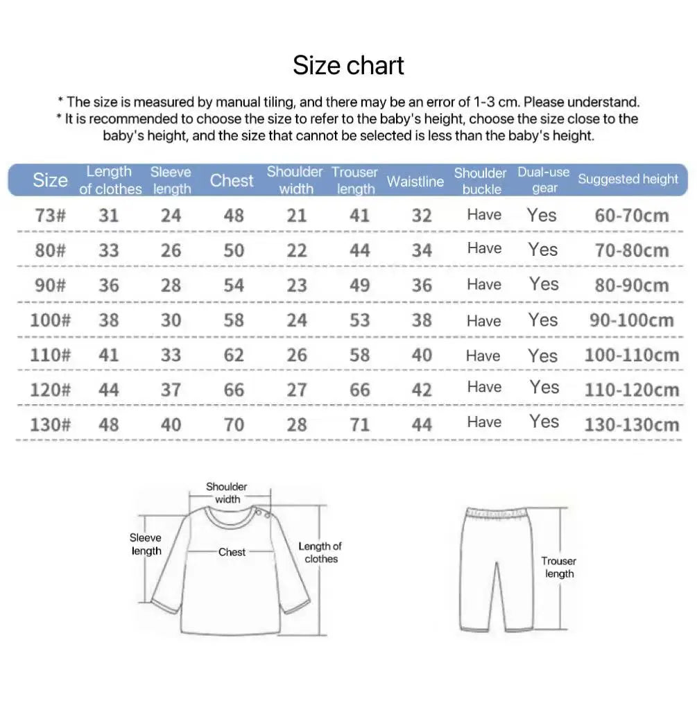 1pcs Children's Underwear Set Kids Soft Cotton Pajamas Boys Girls Baby Spring Autumn Cute Cartoon Long Sleeve Home Sleepwear