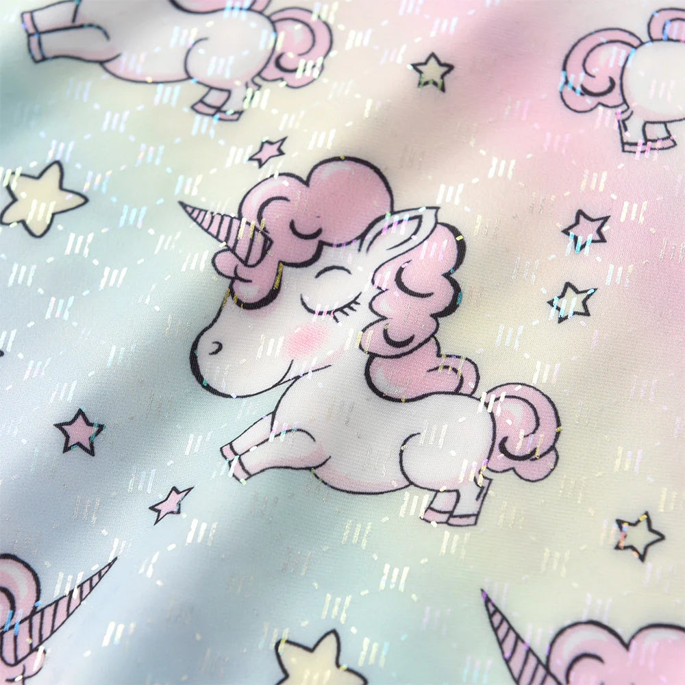 VIKITA Girls Licorne Rainbow Star Print Dress Kids Summer Sleeveless Polyester Beach Vacation Party Casual Princess Dresses