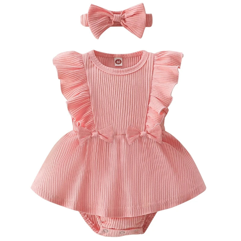 Toddler Girl Floral Print Sleeveless Romper with Matching Headband Set for Summer Outfit - Adorable 2 Piece Ensemble