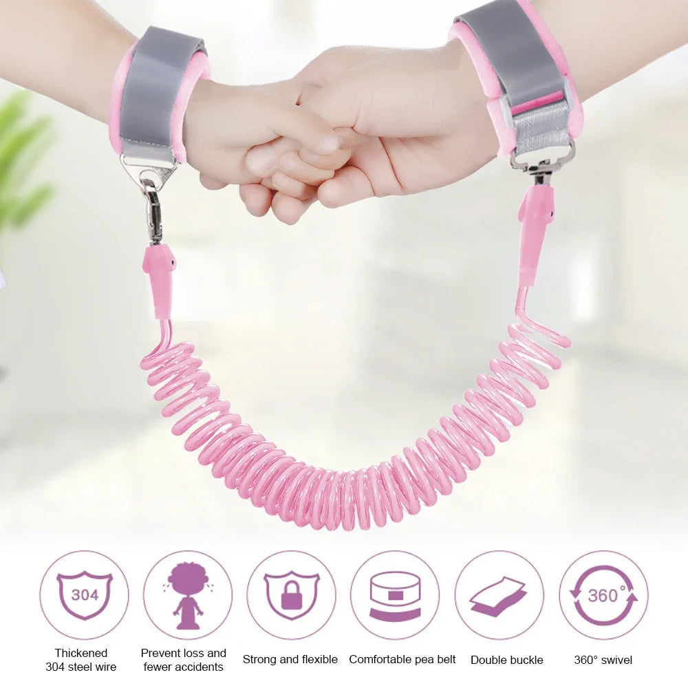 Toddlers Leash Anti Lost Wrist Link Child Kids Safety Harness Kids Walking Wristband Assistant Strap Belt for Girl Pink Gift