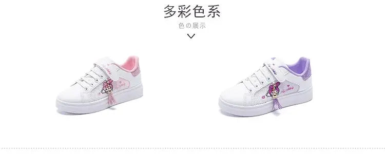 Sanrio hello kitty  spring autumn non-slip net shoes girl casual shoes cartoon board shoes kuromi sports shoes cute Sneakers