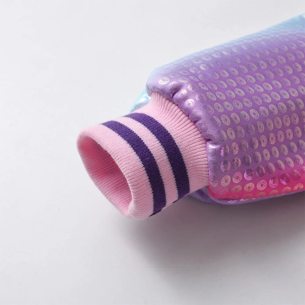 VIKITA Girls Baseball Jacket Teenagers Sports Casual Outerwear Autumn Winter Unicorn Star Sequins Appliqued Thick Warm Jackets