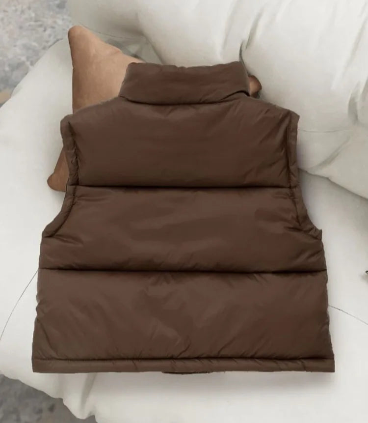 Autumn Winter New Kids' Korean Style Thickened Cotton Vest for Medium Large Children Students Fashion Outerwear Jacket