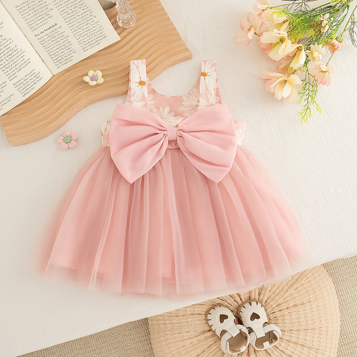 Summer New Sweet Flower Baby Girl Princess Dress, Sweet Bow Children'S Sleeveless Clothes For Babies Aged 9 Months To 3 Years