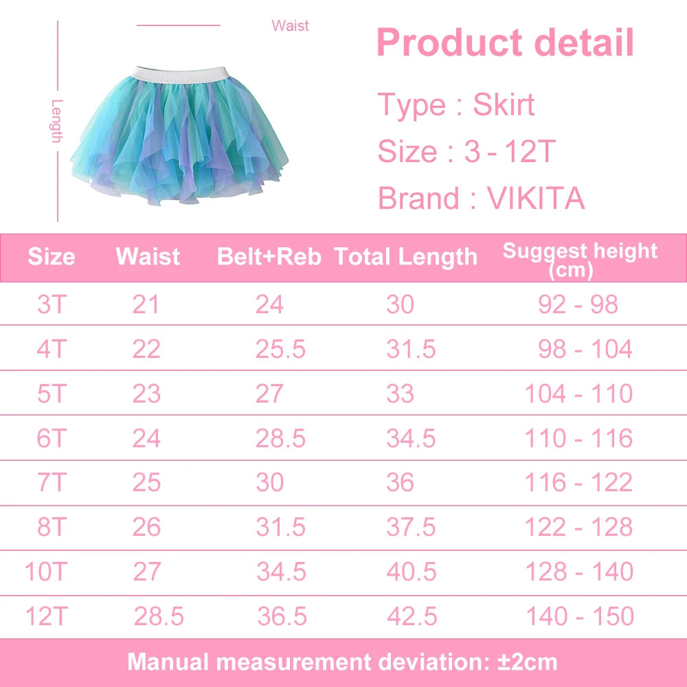 VIKITA Girls Tutu Skirts Kids Princess Birthday Party Ballet Dancing Pettiskirts Children Gradient Ball Gown Kids Blue Skirts