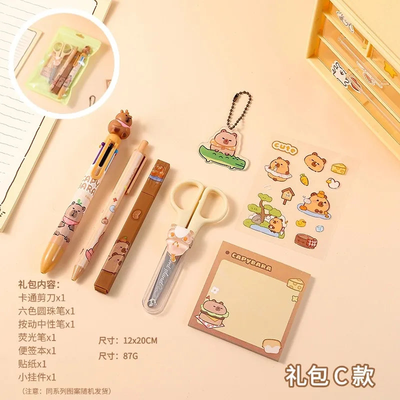 1 Set Wholesale Capybara Stationery Set Primary School Season Gift Learning Stationery Gift Pack Reward Class Prizes
