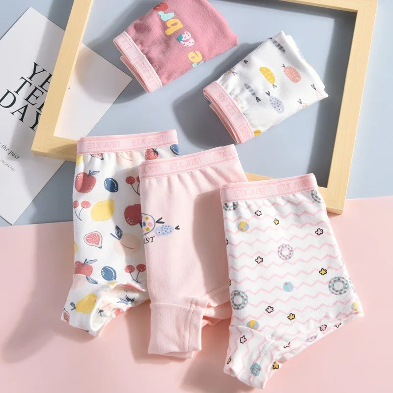 new children high quality cartoon girls cotton boxer shorts panties kids underwear  2-14 years old teenager 5pcs/lot student