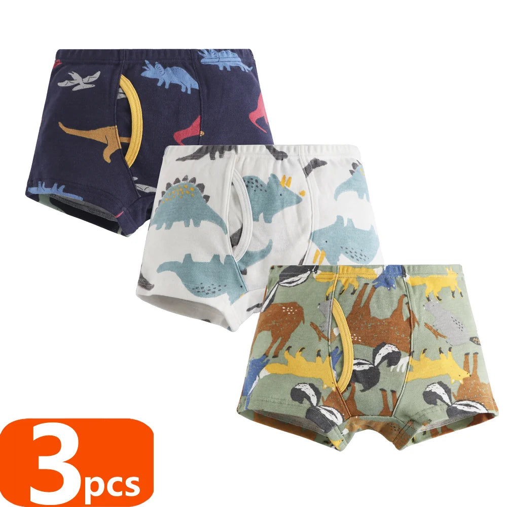 1/3/6 pcs Boys Boxer Briefs Sets 2025 New Kids Cotton Underwear Boy Underpants Teenager Dinosaur Print Soft Children Panties