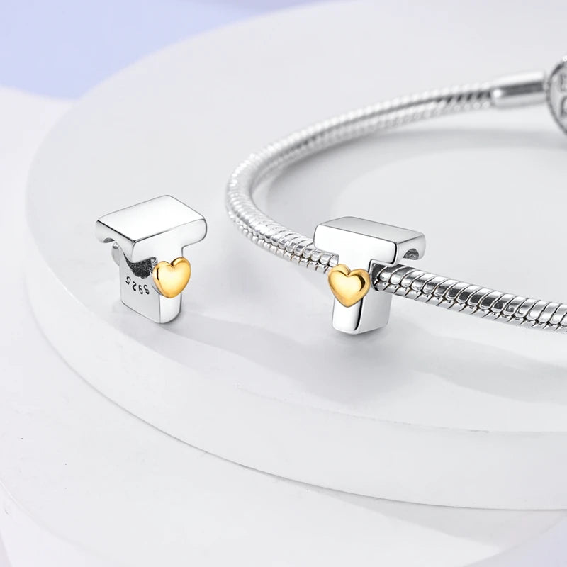 925 Sterling Silver DIY Alphabet Charms Beads LOVE Heart Letter Fit Original Bracelet Bangle Necklace Jewelry Marking Gift
