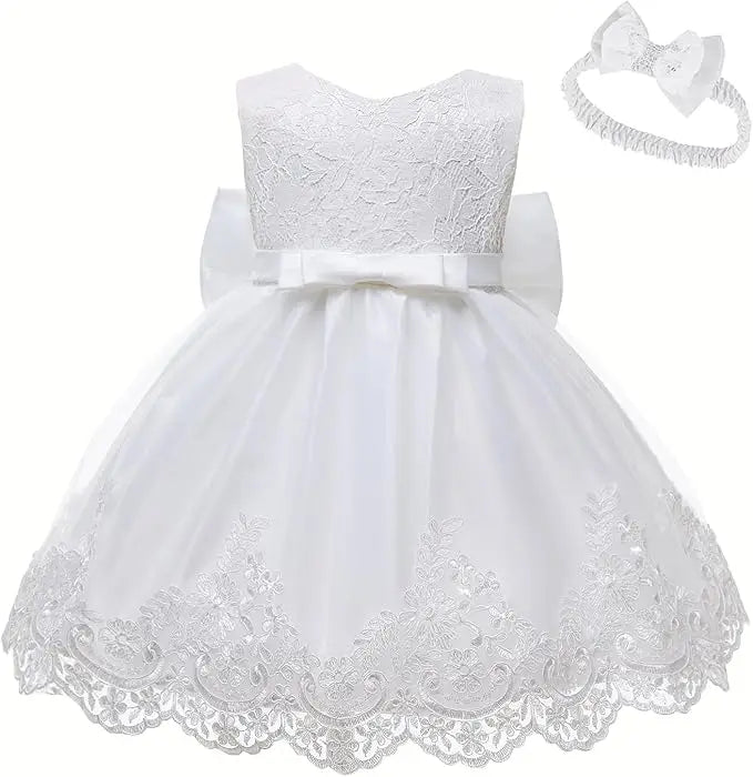 New Year Dress For Girls White Bridesmaid Dresses For Wedding Prom Gown Big Bow Girls Elegant Dresses Red Puffy Christmas Dress