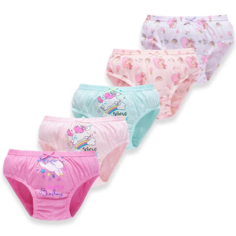 5Pcs/Set Children Underwear For Girls Cotton Soft Baby Girl Briefs Cute Cartoon Kids Triangle Underpants Exquisite Box Packaging