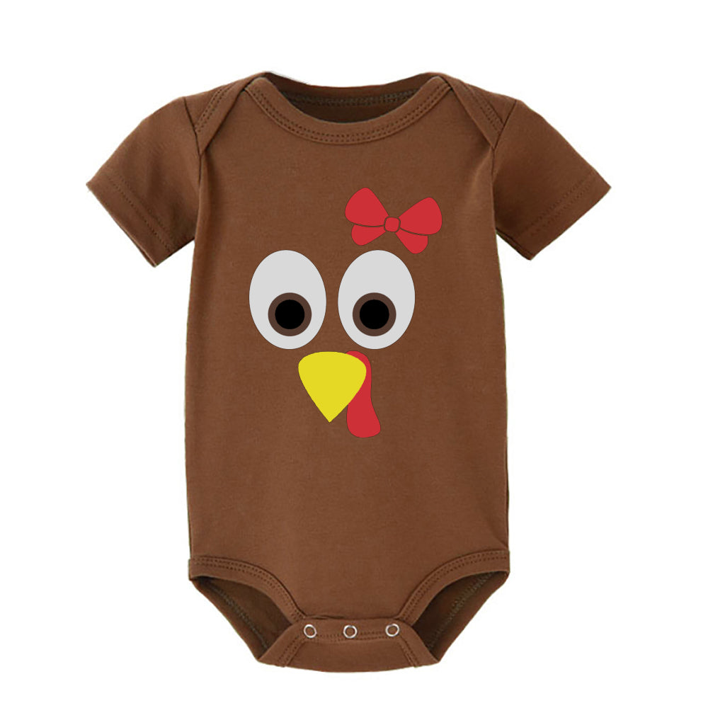 Thanksgiving Turkey Face Baby Bodysuit Boys Girls Cute Clothes Toddler Romper Baby Short Sleeve Jumpsuit Thanksgiving Outfits