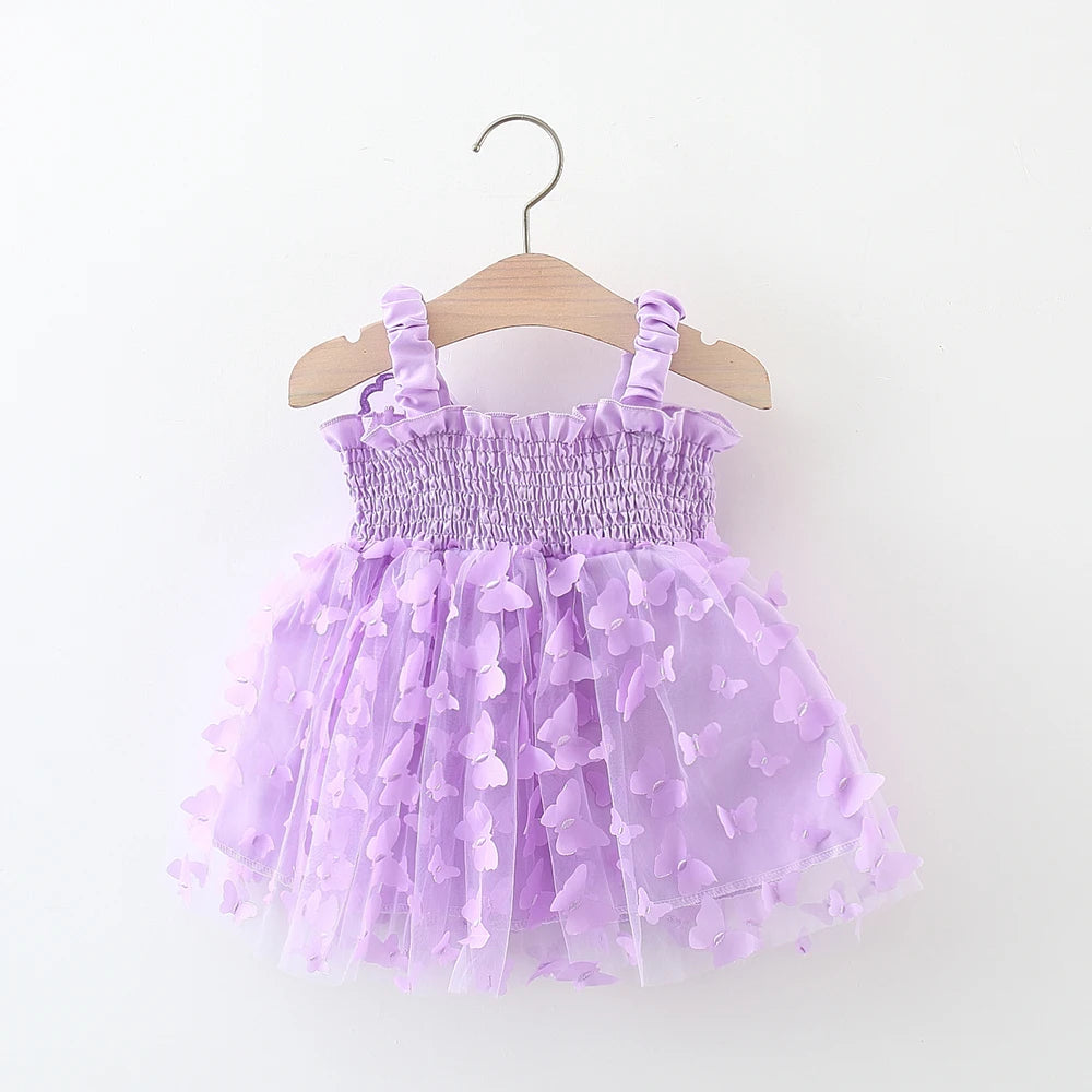Summer New Princess Style Baby Girl Dress, Butterfly Chiffon Suspender Children'S Clothing For Babies Aged 9 Months To 3 Years