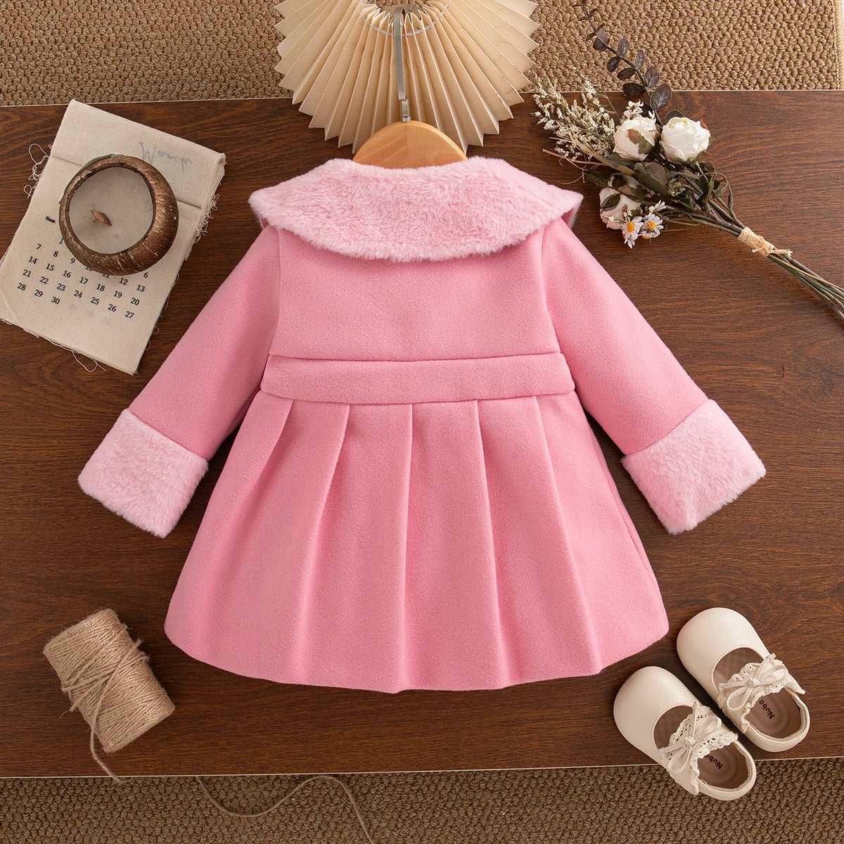 Winter New Pink Bow Baby Girl Coat, Sweet And Cute Children'S Clothing Suitable For Babies Aged 6 Months To 3 Years Old