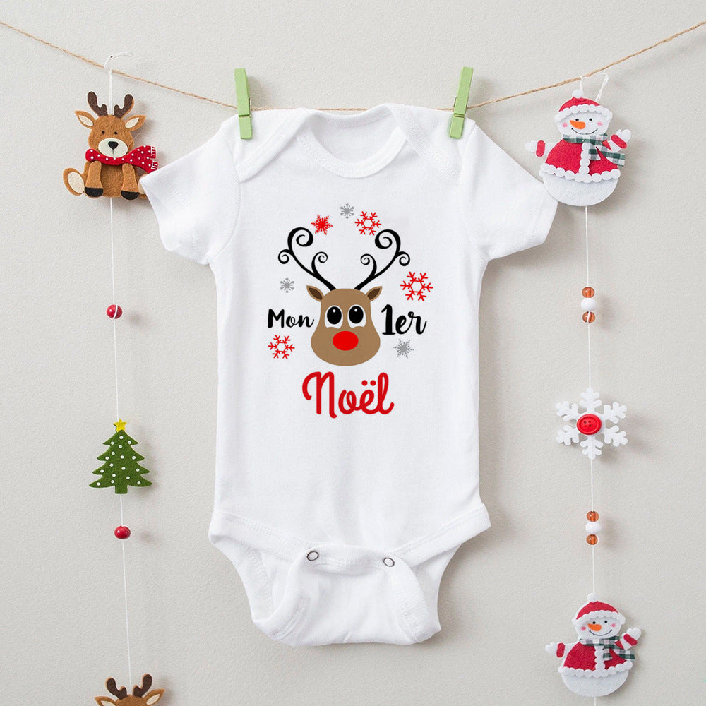 First Christmas Newborn Bodysuit Body Baby Clothes Kids Playsuit Xmas Party Gift Boys Girls Rompers Short Sleeve Infant Jumpsuit