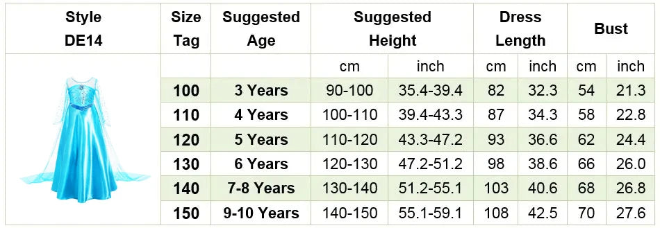 Girls Dresses Kids Princess Costume Halloween Birthday Party Long Cloak Cosplay Elsa Dress Long Sleeve 4 5 6 7 8 9 10 Years