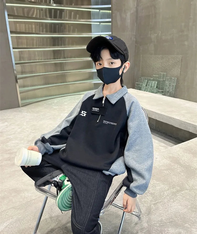 2025 New Arrival Boys' Base Layer Long Sleeve Top Spring Autumn Big & Mid Size Kids Stylish Cool Trendy Top