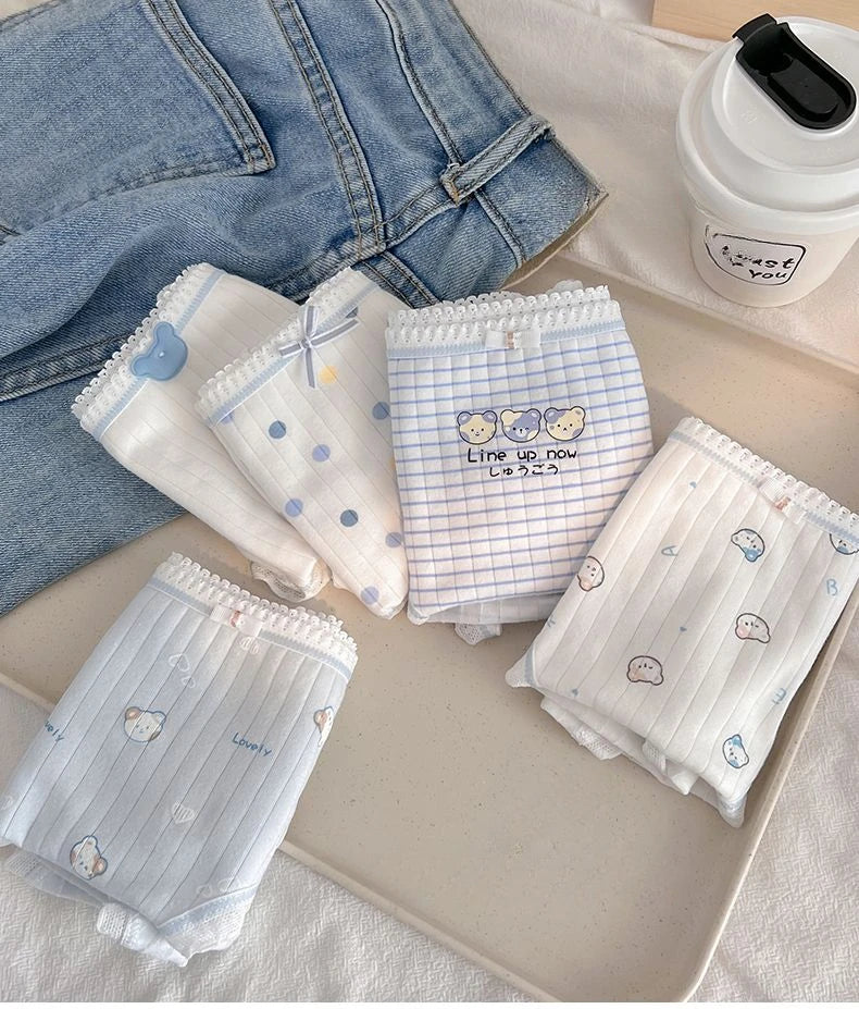 5PCS Kid Cotton Antibacterial Panties Girl Cute Cartoon Briefs 3-8Y Young Children Underwears Baby Soft Thin Breathable Knickers