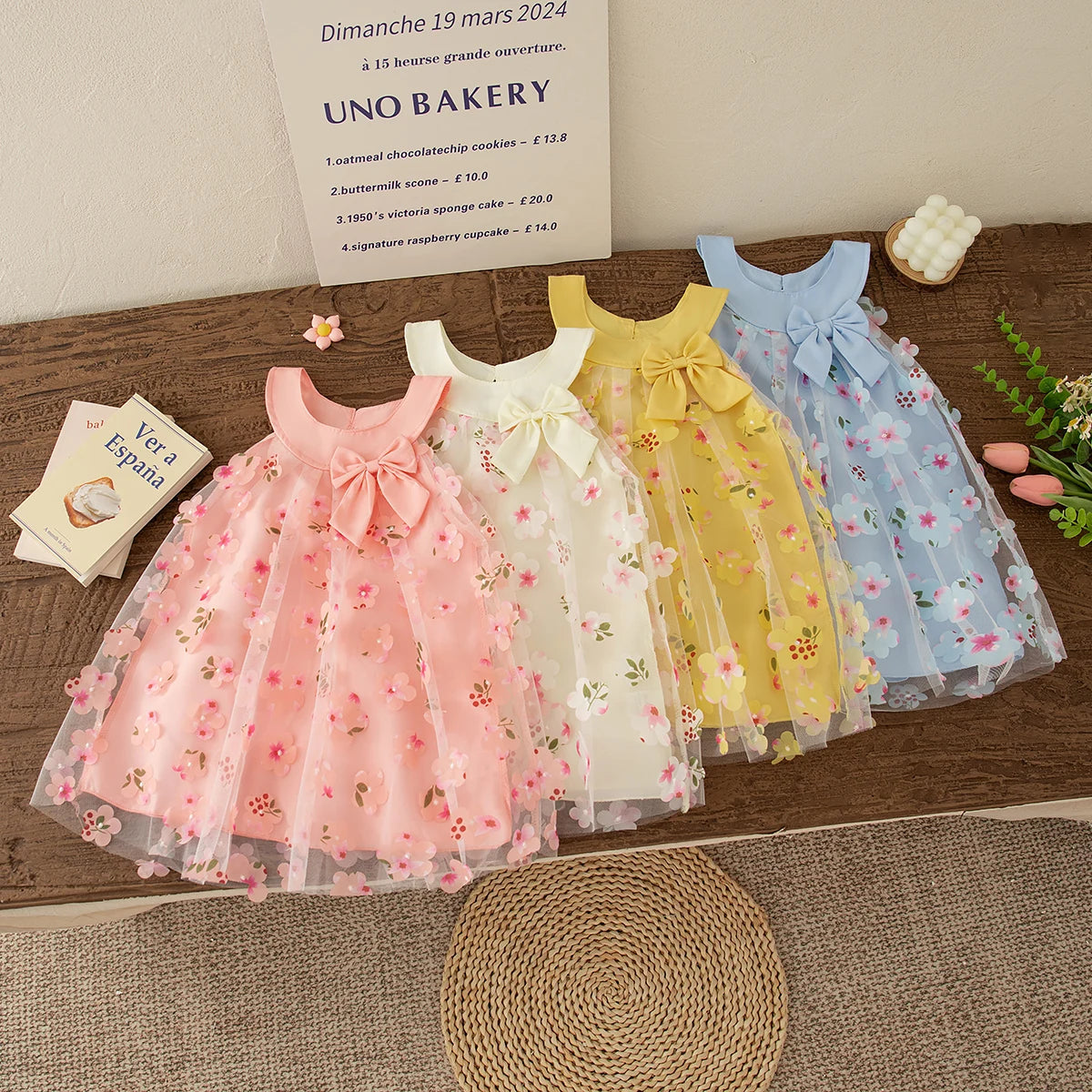 Summer New Floral Chiffon Baby Girl Princess Dress, Sweet Bow Children'S Sleeveless Clothes For Babies Aged 3 Months To 3 Years