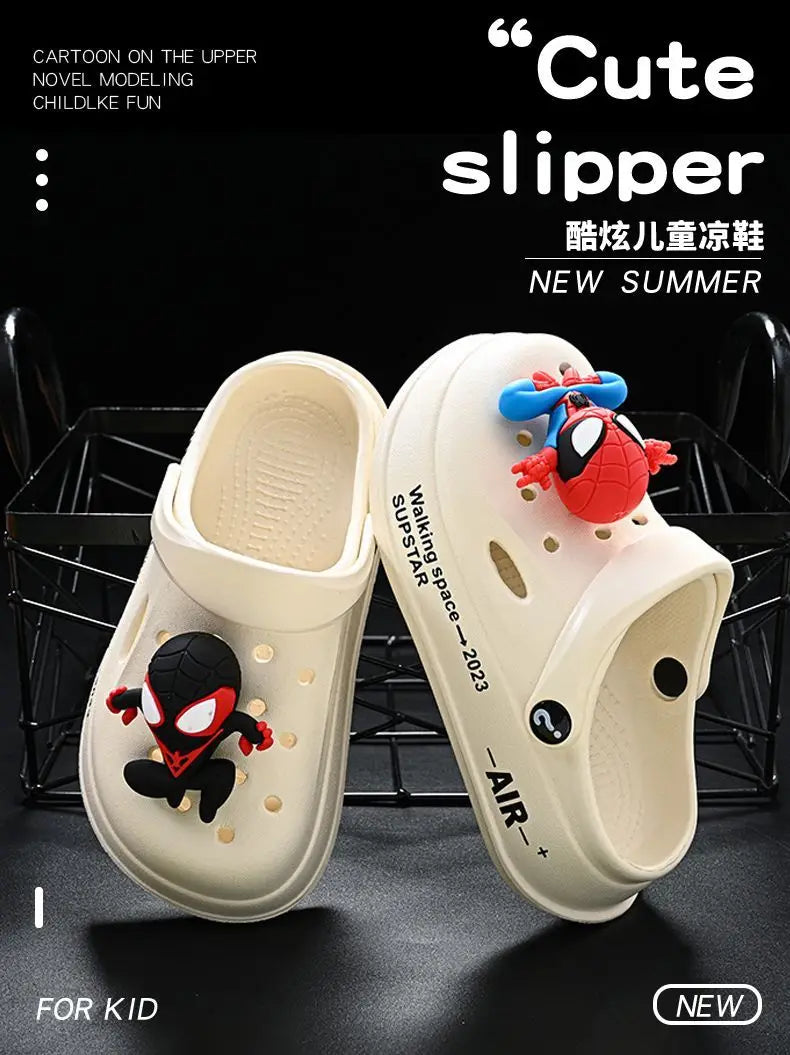 Disney Spider Man Children's Cave Shoes Boys' Anti Slip Soft Sole Kid's Beach Sandals For Home And Outdoor Shoes Size 24-45