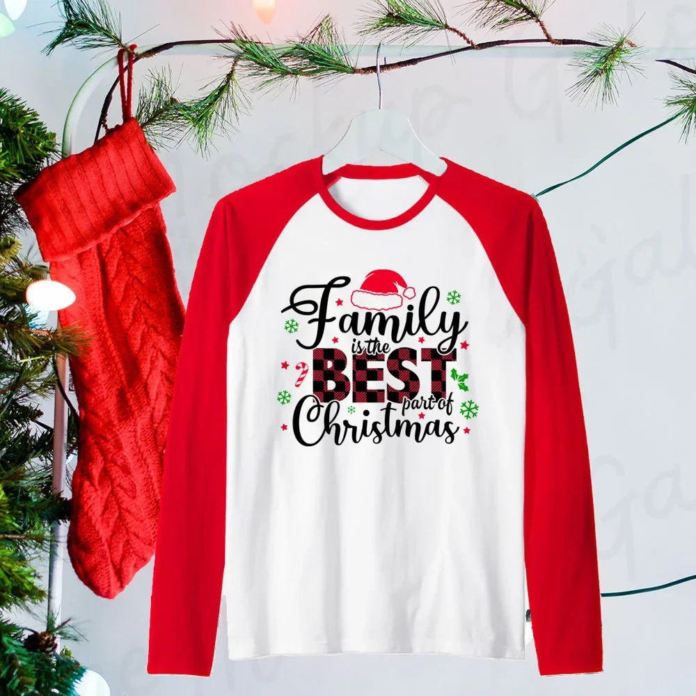 Family Is The Best Christmas Print  Matching Outfits Mommy Daddy Son Daughter Raglan Shirt Family Clothes Xmas Party Outfits Tee